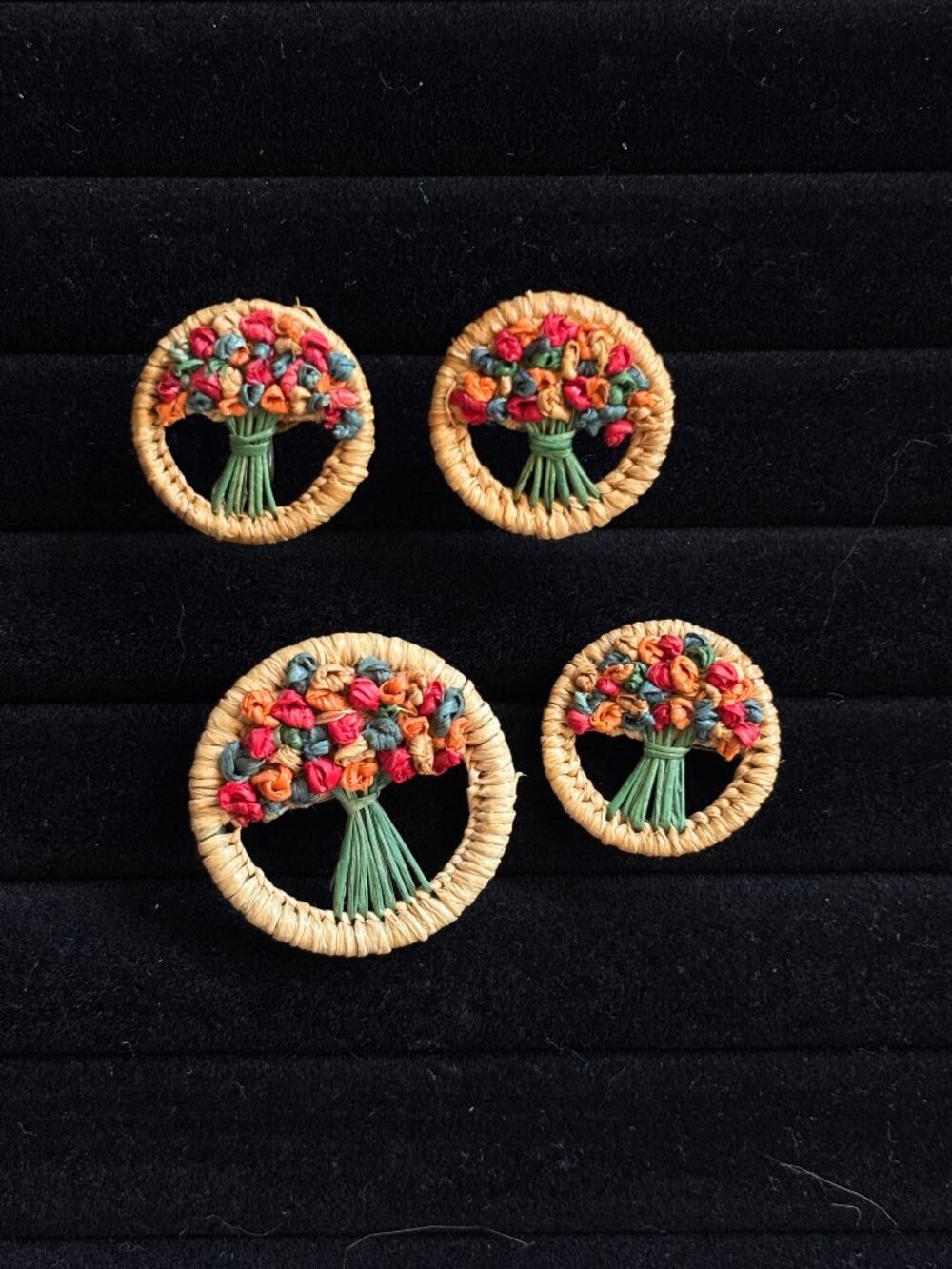 Vintage Floral 1940s Brooch and Clip on earring set